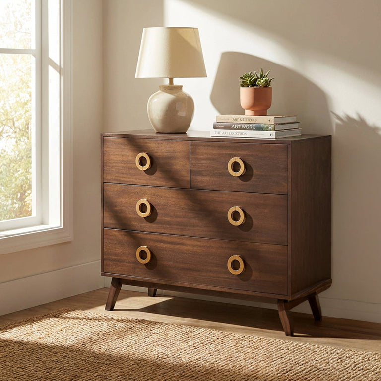 Chelsea 2+2 Drawer Dresser Walnut Tone 100cm