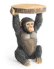 Decorative Chimpanzee Holding "Trunk Slice" Side Table