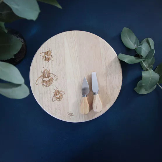 Meg Hawkins Round Cheese Board and Knife Set - Bee
