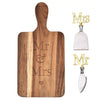 Elegant Amore Paddle Board and Cheese Knives set for Mr & Mrs