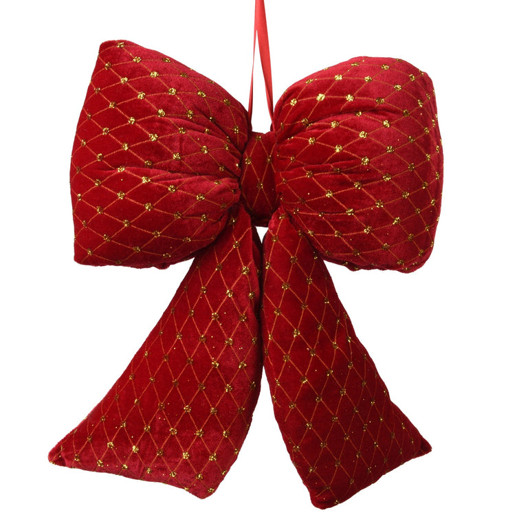 Christmas Bow Red & Gold 21 cm – Holiday Decoration for Home Decor
