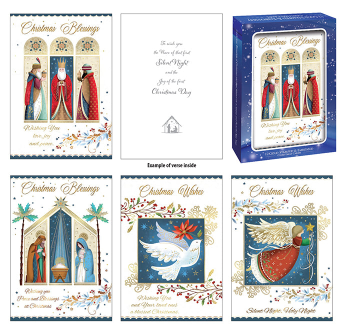 Christmas Cards Box with Gold Stamping – 12 Cards for Christmas