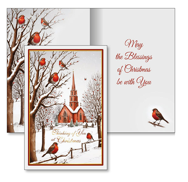 Robins Near You Christmas Cards – Gold Embossed Cards for Christmas