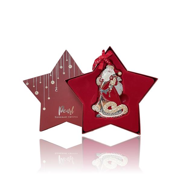 Tipperary Crystal Christmas Decoration Pearl Santa