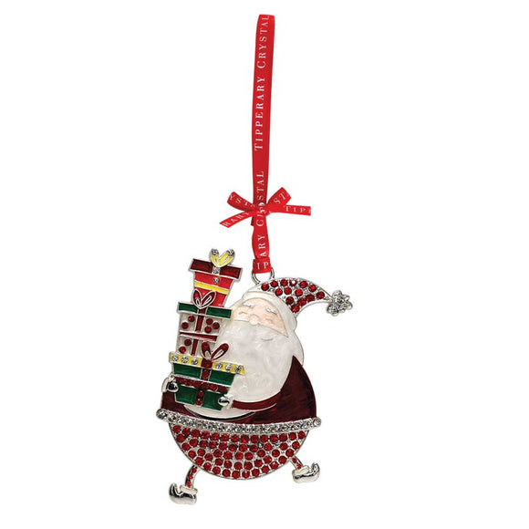 Enhance your holiday decor with the Tipperary Crystal Decoration showcasing Santa Holding Gifts. Elevate your festive ambiance with this charming and heartwarming depiction of Santa Claus spreading joy. 