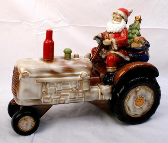 Elevate your holiday decor with the Santa on Tractor Decoration. Add a touch of festive whimsy and countryside charm to your space with this delightful and unique holiday decoration.