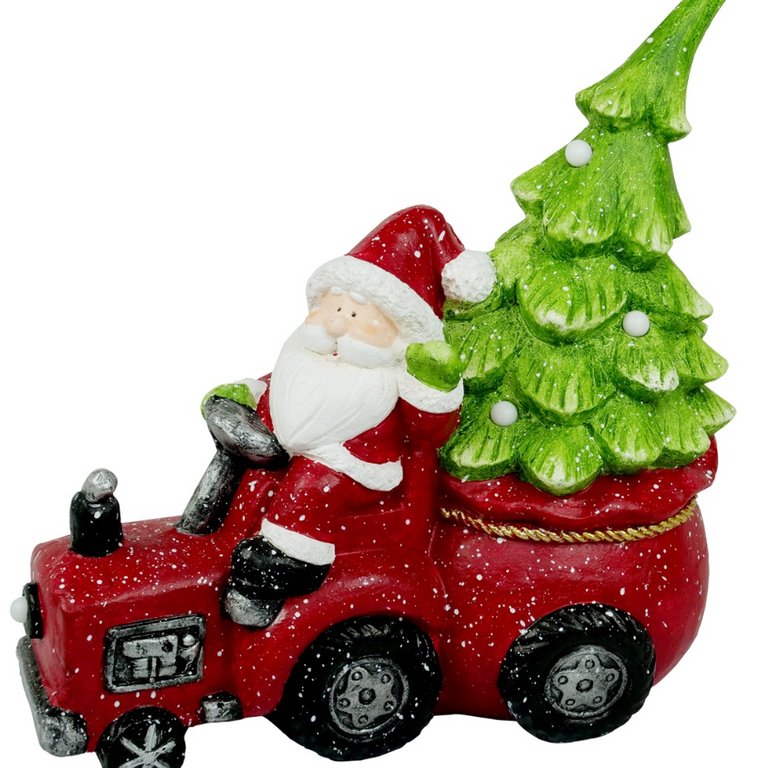Santa On Tractor With Led Decoration