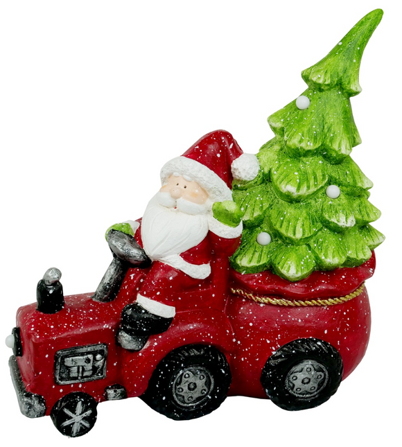 Elevate your holiday decor with the Santa on Tractor Decoration adorned with LED lights. Add a touch of festive whimsy and illumination to your space with this delightful and heartwarming holiday decoration.
