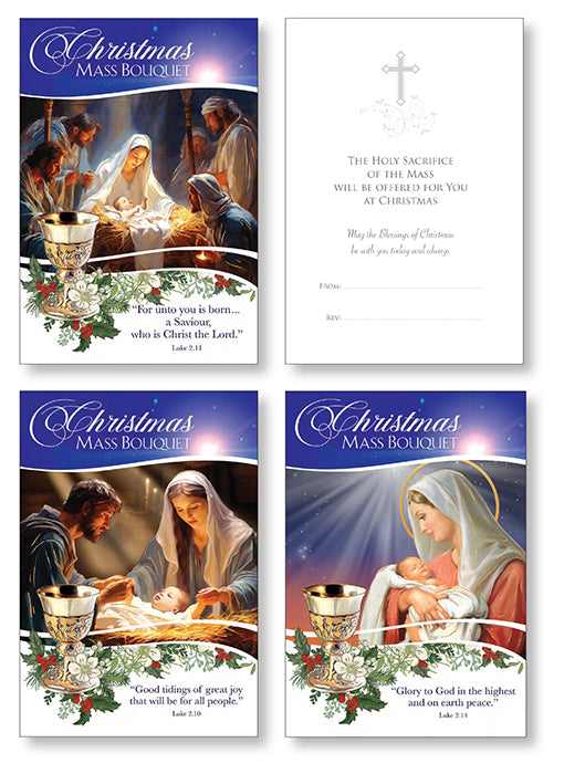 Christmas Mass Bouquet Cards – 3 Designs for Christmas Blessings