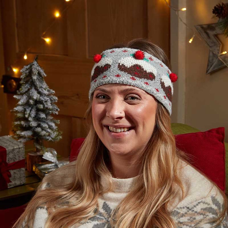Christmas Pudding Knitted Headband