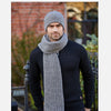 Knitted hat and scarf gift for him in grey.
