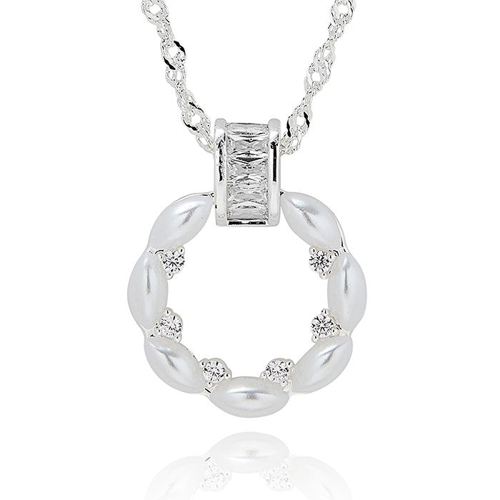 Circle of Pearls Silver Plated Necklace