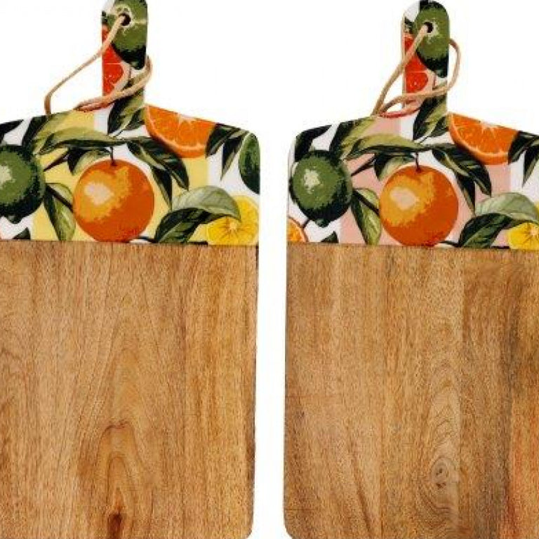 Citrus Zest Enamel Chopping Board - Wooden Food Prep Board