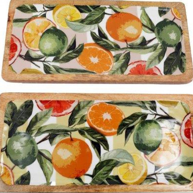 Citrus Zest Enamel Tray Large - Wooden Serving Tray Delph Collection