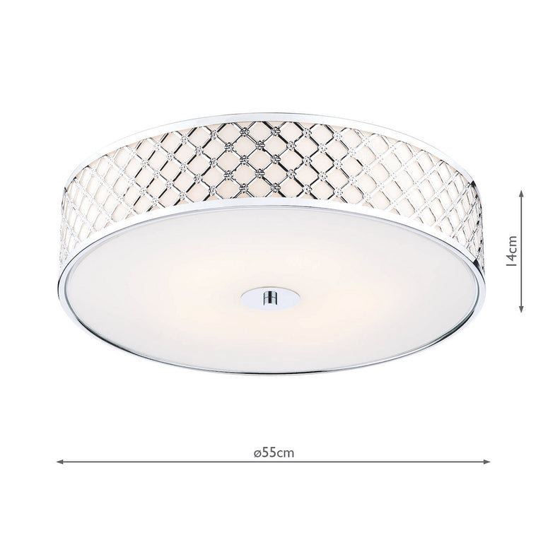 Civic 5 Light Flush Large Polished Chrome - Modern Flush Ceiling Light
