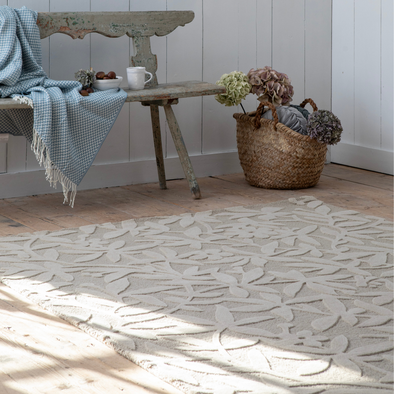 Laura Ashley Cleavers Floral Rug Natural