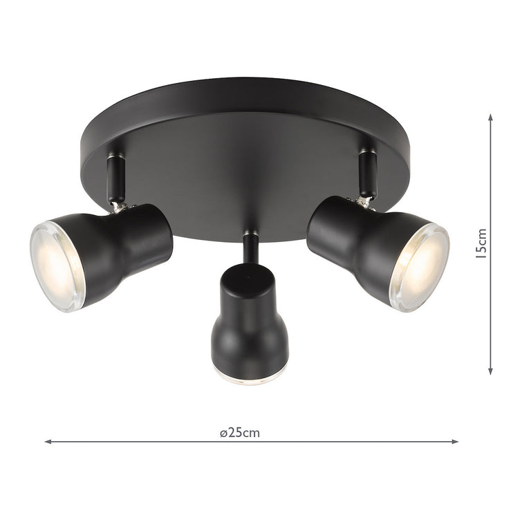 Clint 3 Light Bathroom Plate Spotlight Matt Black - Light For Stylish Interiors