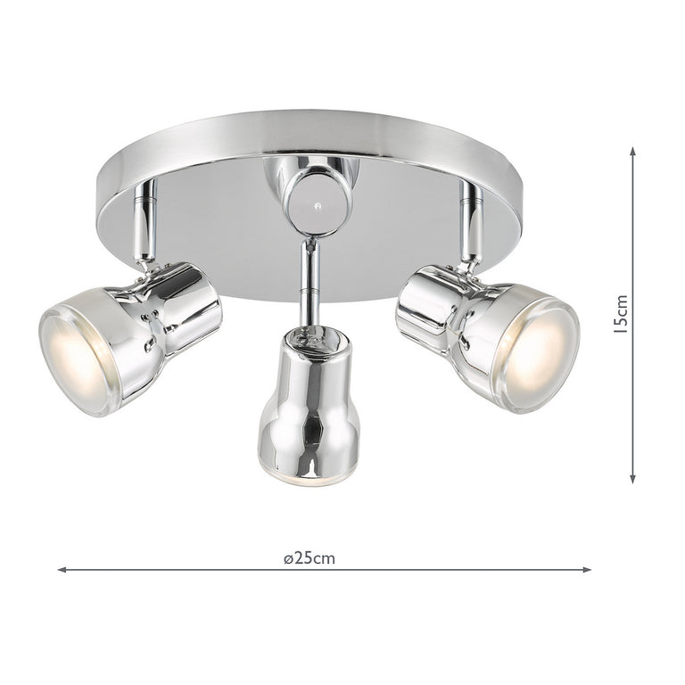 Clint 3 Light Bathroom Plate Spotlight Polished Chrome IP44 - Ceiling Lights
