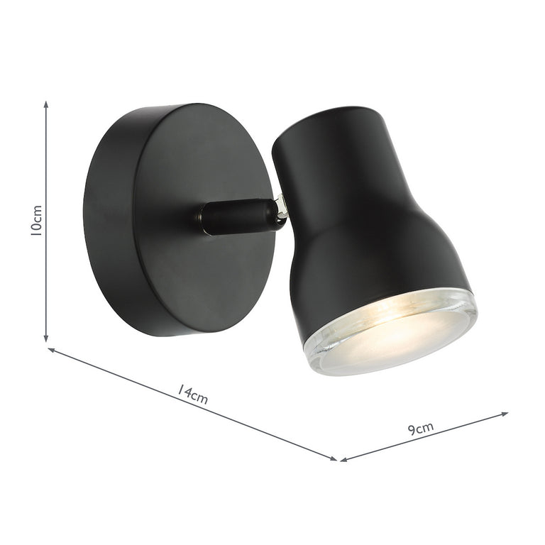 Clint Matt Black Wall Lamp Spotlight Lights IP44