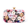 Hand craft floral embellished clutch bag in black with delicate details