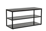 Cody 100cm TV unit in black with a sintered stone top and metal frame