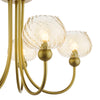 Cognac 5 Light Semi-Flush Satin Gold and Champagne Ribbed Glass close view picture of the glass champagne shades
 
