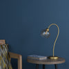 Cognac Table Lamp Satin Gold and Champagne Ribbed Glass life style picture