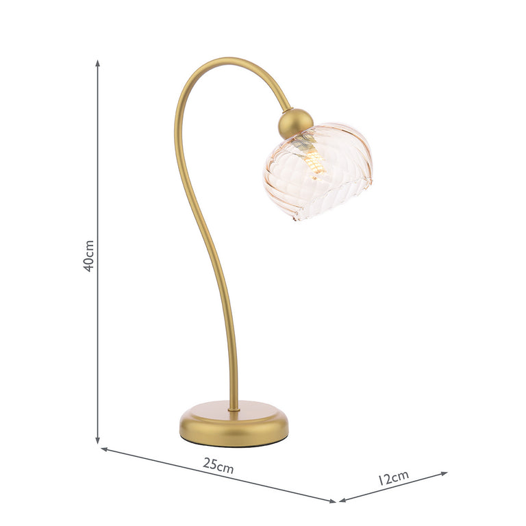 Cognac Table Lamp Gold /Ribbed Glass – Elegant Home Lighting