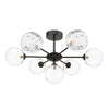 Cohen 7 Light Pendant Black/Clear Dimpled Glass picture of the pendant design