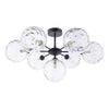 Cohen 7 Light Pendant Black/Clear Dimpled Glass hanging ceiling light for modern interiors