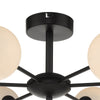 Cohen 7 Light Pendant Matt Black/Opal Glass close view picture of the fitting