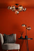 Cohen 7 Light Pendant Matt Black With Smoked/Clear Ribbed Glass life style picture