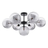 Cohen 7 Light Pendant Matt Black With Smoked/Clear Ribbed Glass picture of the pendant design