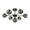 Cohen 7 Light Pendant Matt Black/Smoked Glass picture with switched on light