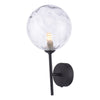 Cohen Wall Light Black With Clear Dimpled Glass picture with switched on light