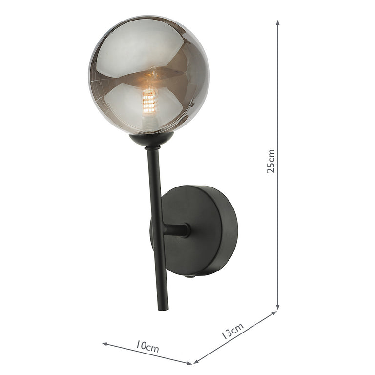 Cohen Wall Light Black With Smoked Glass - Modern Wall Lighting
