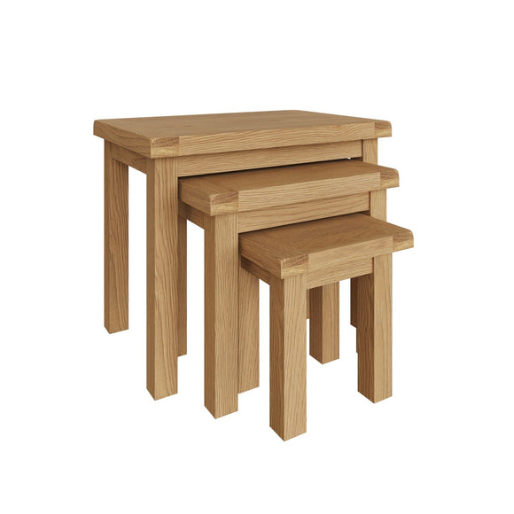 Chic Set of Three Wooden Nesting Tables for Your Stylish Living Space.