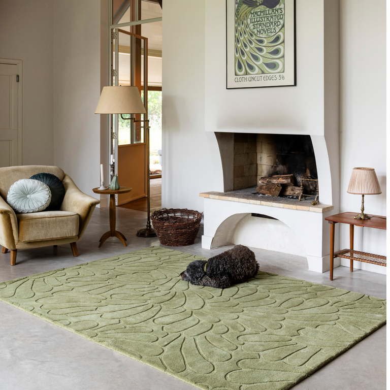Laura Ashley Coleby Petals Floral Rug Hedgerow Green