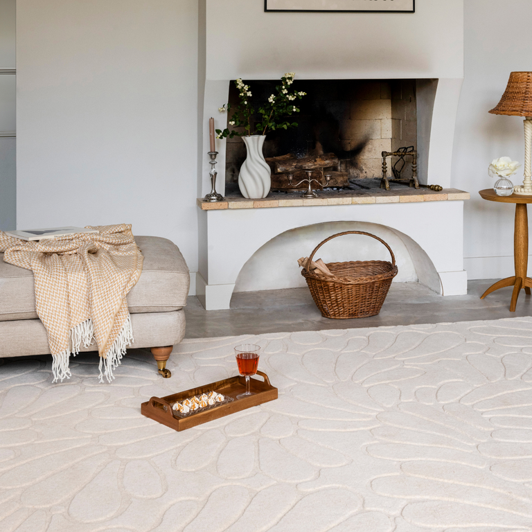 Laura Ashley Coleby Petals Floral Rug Ivory Cream