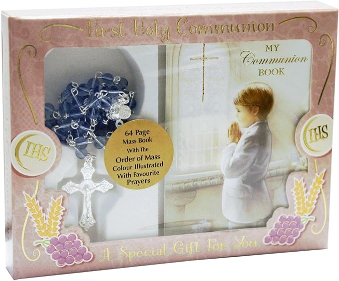 Communion Glass AB Rosary/Blue