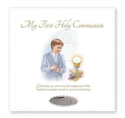Communion Leatherette Photo Album for Boys – 160 Photo Keepsake with Personalised Nameplate | Gift Idea