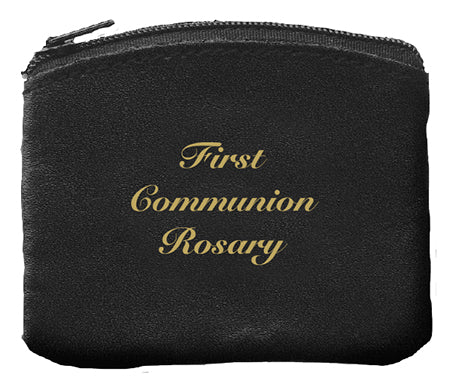 Communion Rosary Purse/Black/Bonded Leather