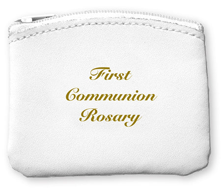 Communion Rosary Purse/White/Bonded Leather