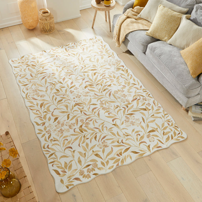 Concept Looms Liberty Floral Rug LIB302 Ivory Gold – Washable Rugs Collection