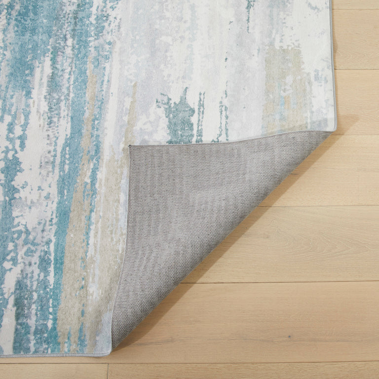 Concept Looms Liberty Sky Blue Distressed Rug – Modern Washable Carpet