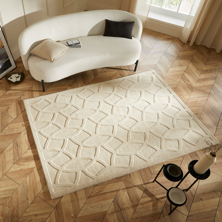 Concept Looms Priory PRI101 Ivory – Hand-Carved Scandinavian Wool Rug