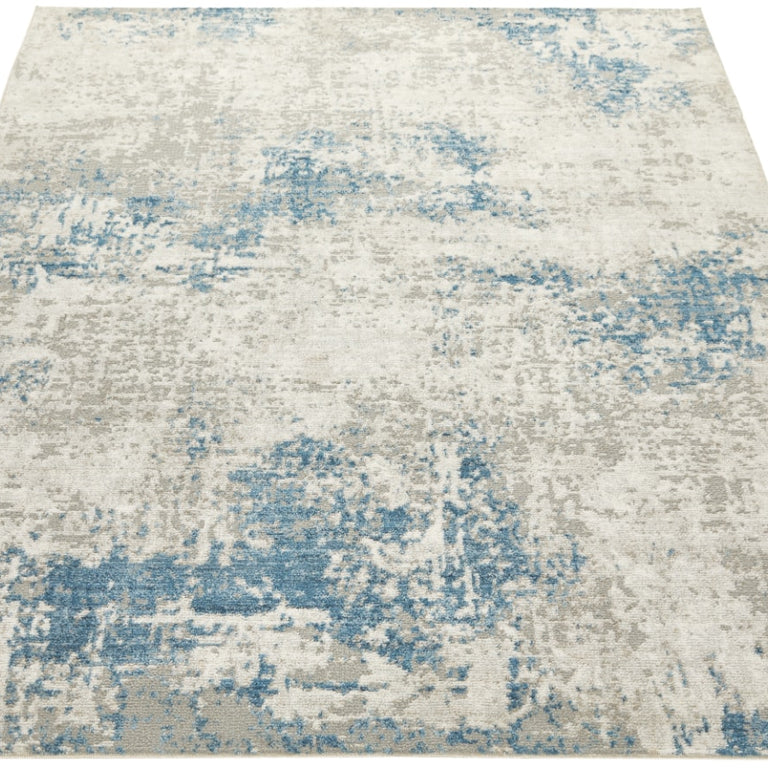 Concept Looms Rossa ROS03 Ivory Blue Distressed Rug – Modern Area Rug