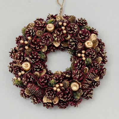 Cone Wreath Burgundy 38cm