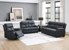 Conrad 3 Seater Fixed Sofa Steel Blue life style picture with 2 seater sofa and recliner armchair
