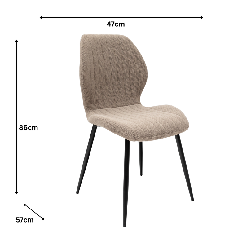 Conrad Fabric Dining Chair Stone Pair